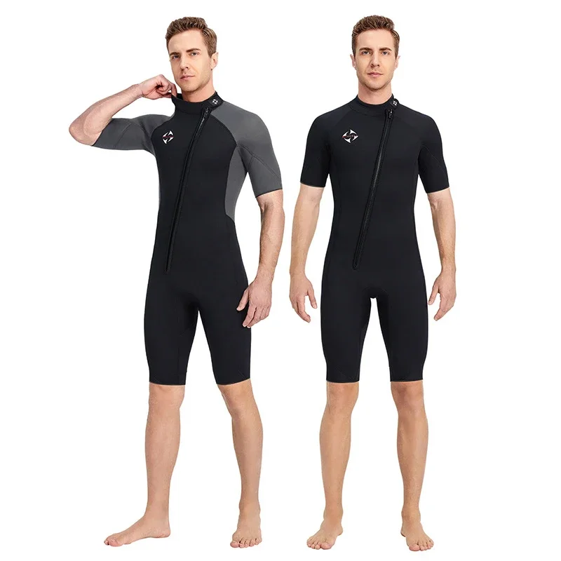 Men's 3mm Neoprene Wetsuit Short Sleeve Jumpsuit Sun Protection Warm Surfing Deep Diving Thickened Floating Swimming Diving Suit