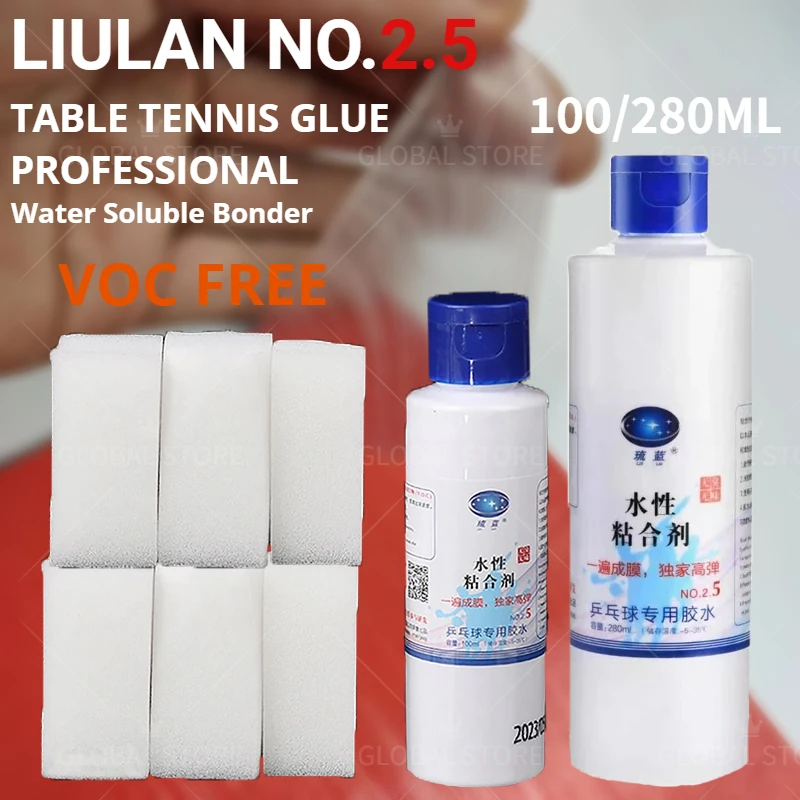 Veulan Blue Colle à base d\'eau 100ml Colle à l\'eau pour raquette de tennis de table Accessoires de ping-pong NO-V.O.C approuvés par l\'ITTF