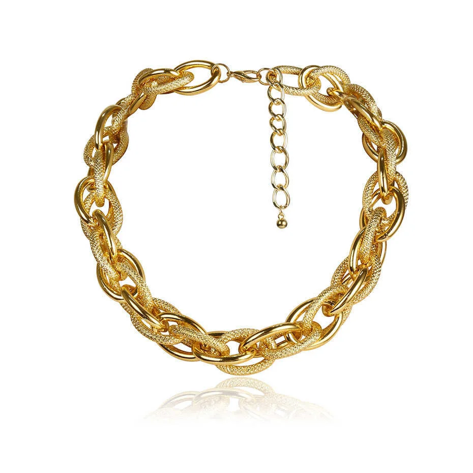 Hohe Qualität Punk-Lock Choker Halskette Anhänger Frauen Kragen Erklärung Marke Gold Farbe Chunky Dicke Kette Halskette Steampunk Männer – Detail 10