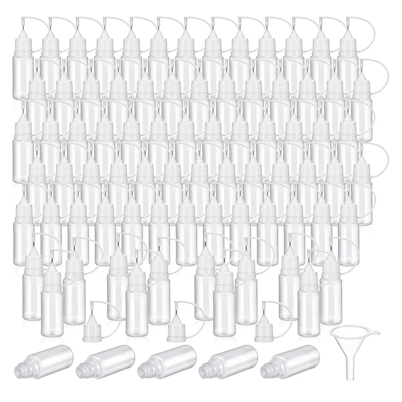 

-ABLP 100 Pcs 0.34Oz Applicator Bottle Mini Needle Tip Glue Bottle For Acrylic Painting