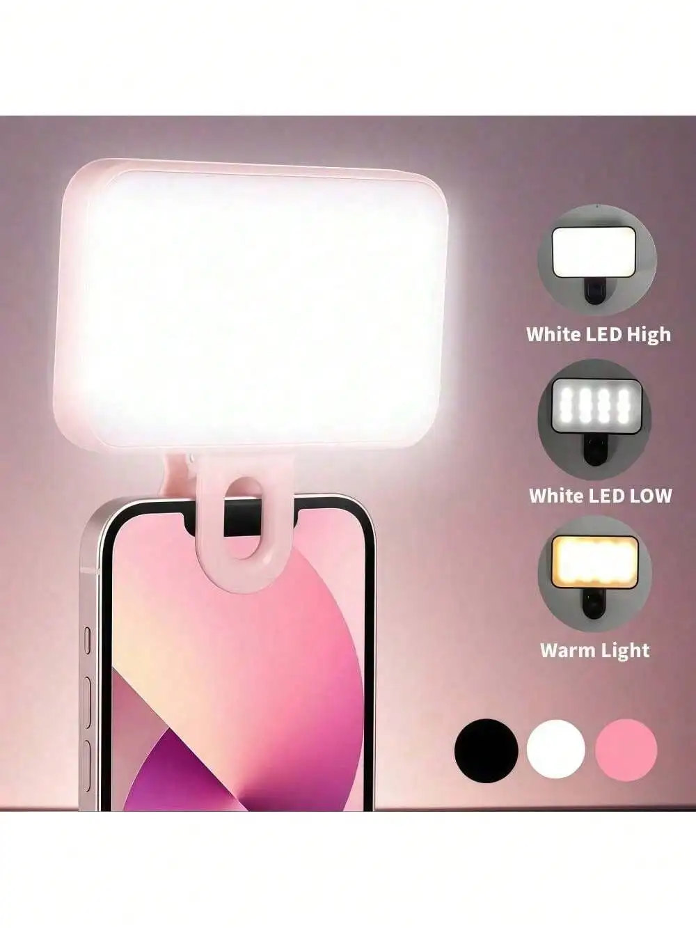 

Bi Color Temperature LED Fill Light Selfie Light, 1pc Portable Selfie Light, Clip On Fill Light, Phone Selfie Lamp, For Mobile P