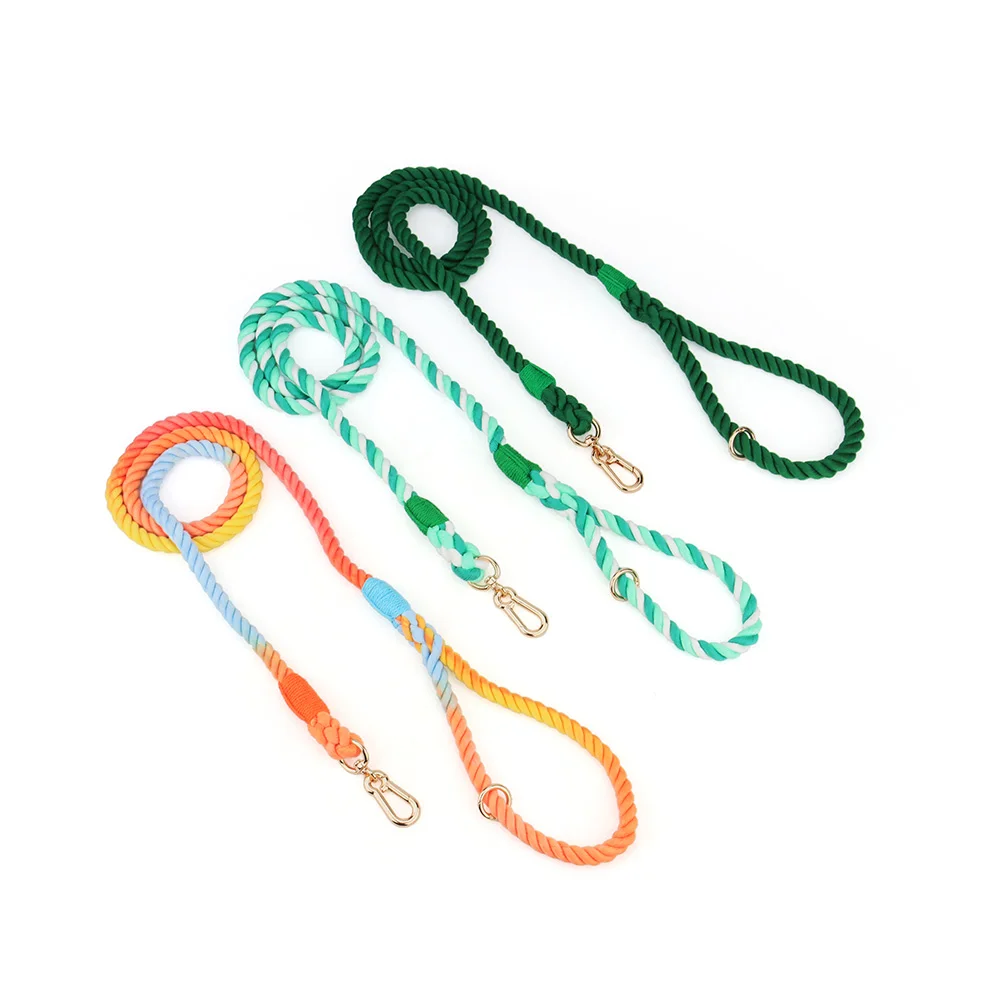 Dog Multi-Function Hand-Woven Gradient Dog Leash Outdoor Walking Training Rope Dog Leash Round Cotton Cat Dogs Lead Pet Products