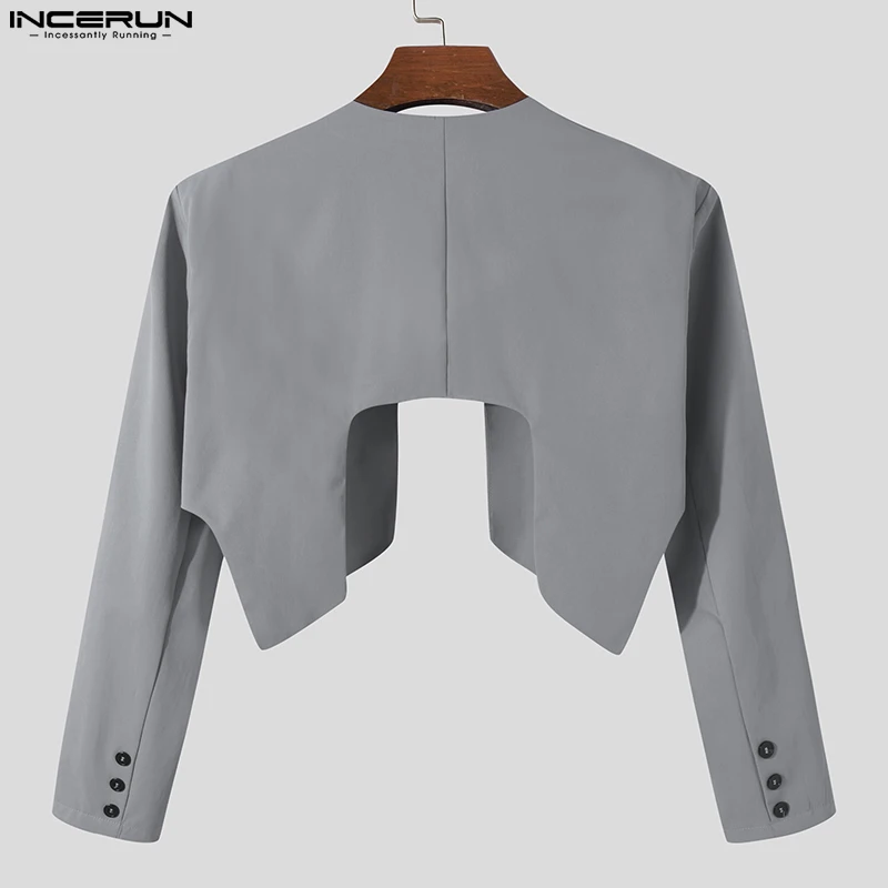 Fashion Men Blazer Solid Color Open Stitch Long Sleeve Streetwear Irregular Thin Suits Men 2023 Casual Crop Coats S-5XL INCERUN