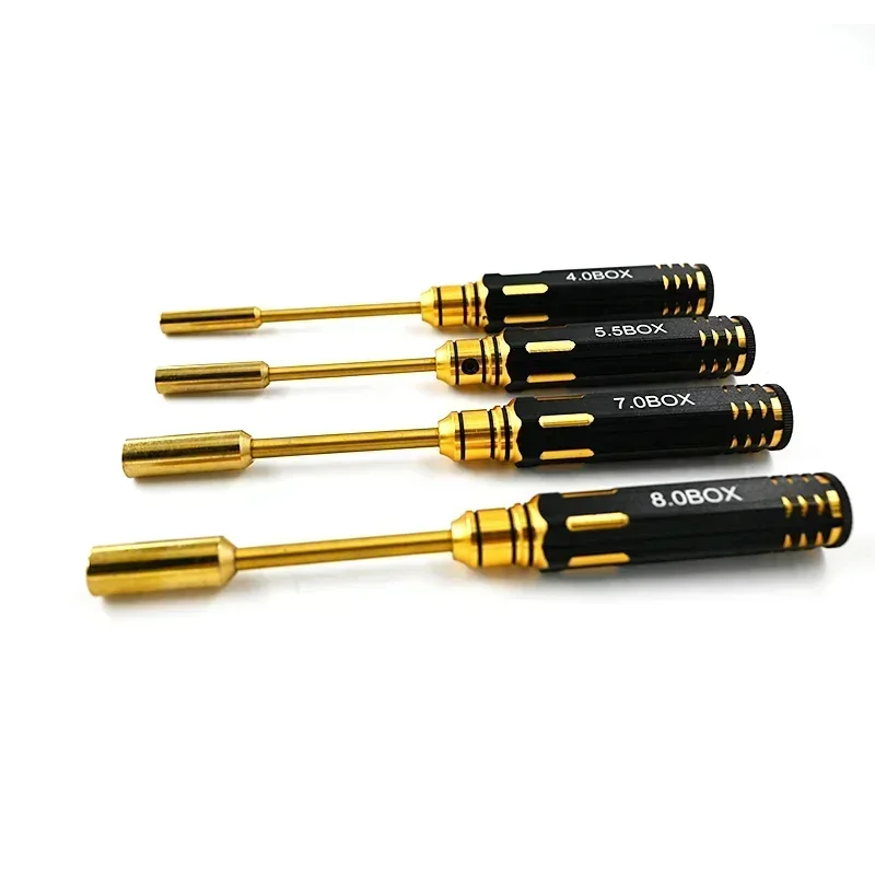 

4pcs/set RC Tools hex Screw Driver Set titanium plating hardened 4.0 5.5 7.0 8.0mm Screwdriver For Rc Helicopter Toys (1 set))