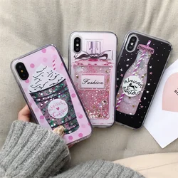 Perfume Bottle Nail Polish For iPhone 15 Pro Max 14 13 12 Mini 11 XS XR 8 7 6S Plus SE3 SE2 Case Glitter Liquid Quicksand Cover