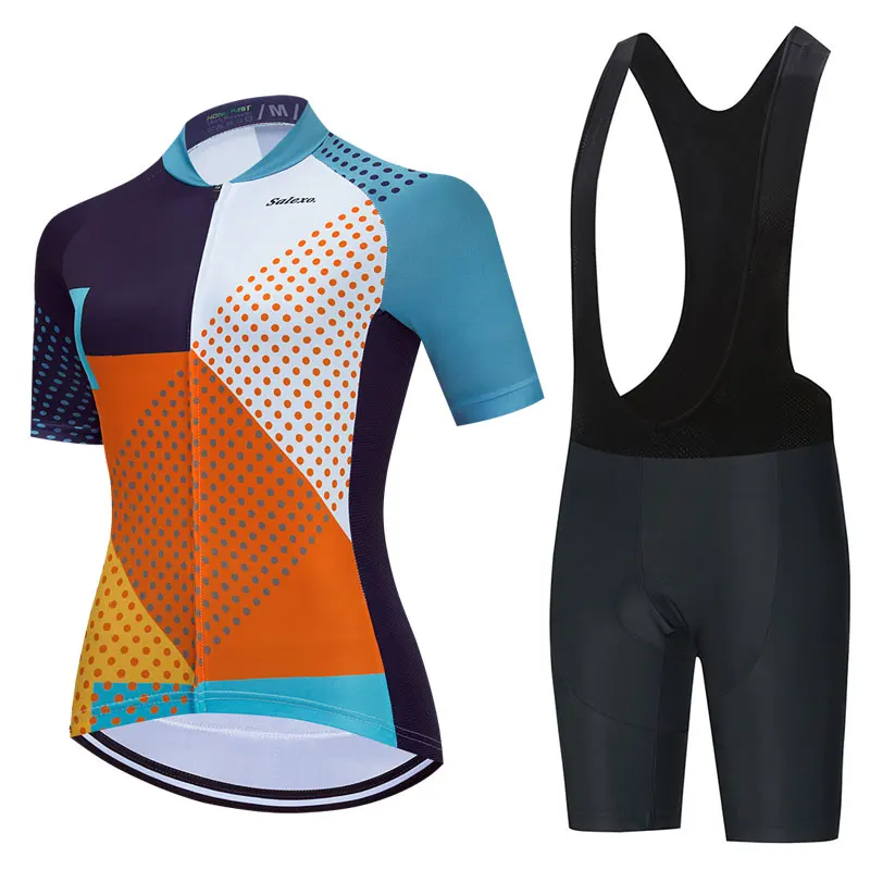 2023 Salexo Women Cycling Jersey Short Sleeve Set Summer Maillot 19D Bib Shorts Bicycle Clothes Sportwear MTB Cycling Clothing - Image 4