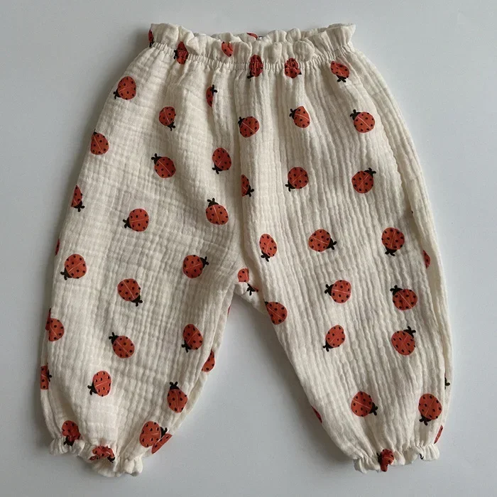 Bio-Baumwoll-Musselin-Hosen für Babys, süße Capri-Hosen mit Muster, weiche, leichte Hosen für Neugeborene und Kleinkinder, für alle Jahreszeiten. – Detail 37