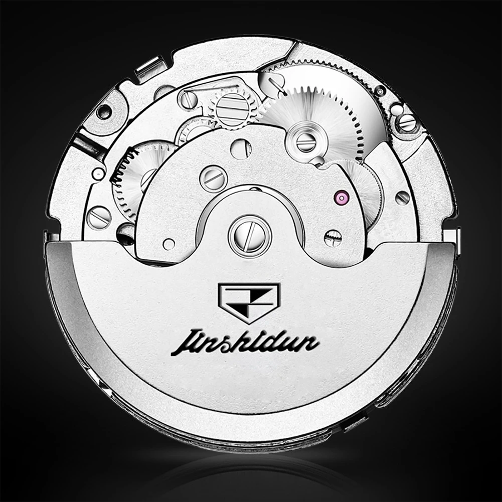 JSDUN 8932 Biznesowy zegarek mechaniczny Prezent Okrągła tarcza Pasek do zegarka ze stali nierdzewnej Zegarek na rękę Kalendarz tygodniowy