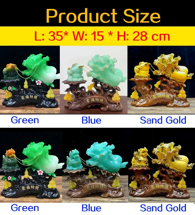 Chinese Style Resin Crafts Jade Cabbage Ornaments Lucky Opening Brave Living Room Frogs Golden Toad Christmas Ornaments