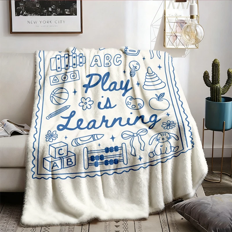 Occupational Therapy Play Is Learning Soft Blanket, SPED Teacher Comfy Blanket, Back To School Flannel Blanket, Daycare