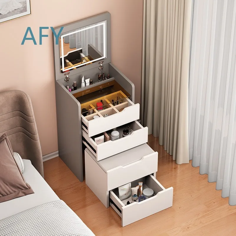 Dresser for Cream Style Modern Simple Multifunctional Flippable Cream Super Small Apartment Storage Cabinet Makeup Table