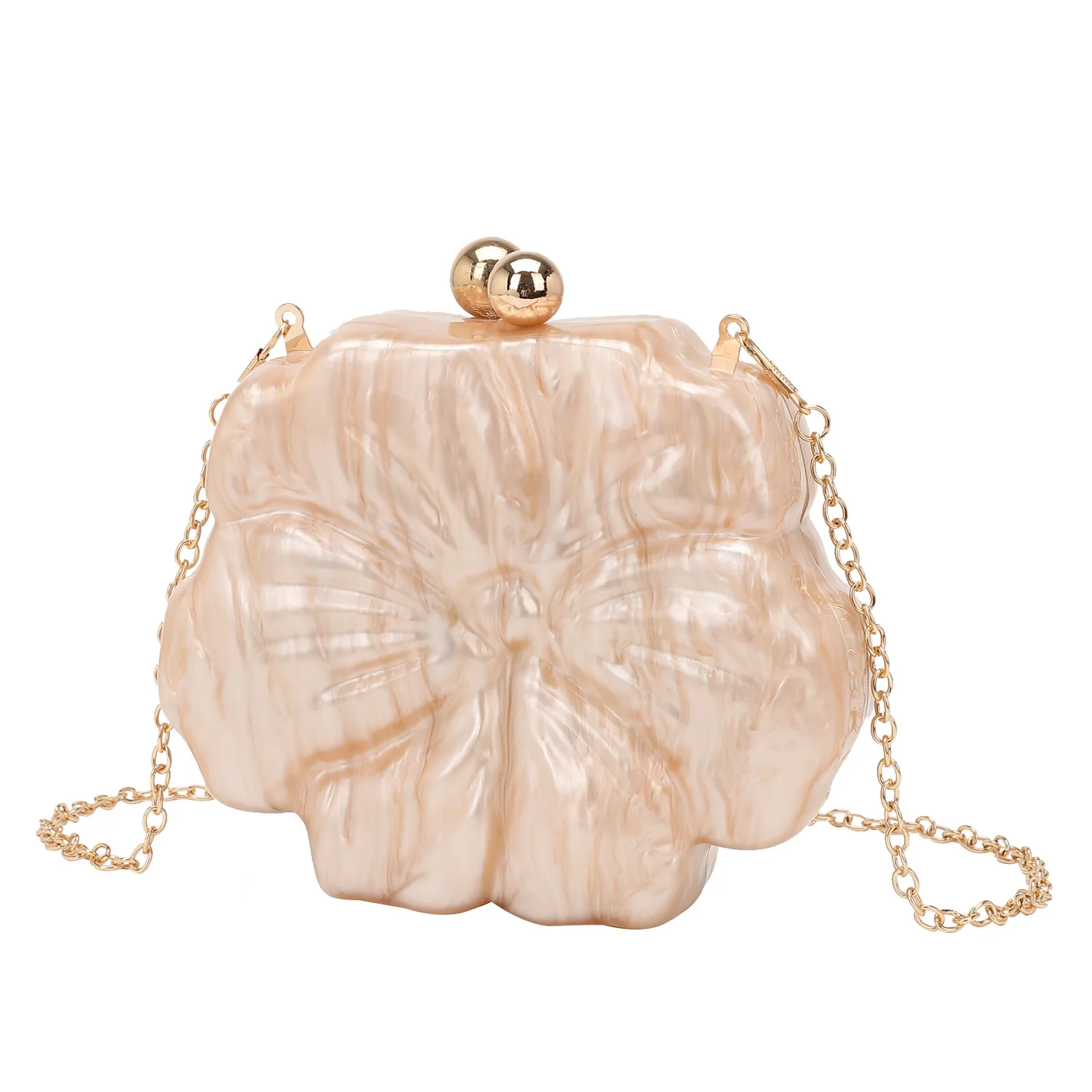 

Fashionable Ladies Evening Clutch Bag with Flower Design Multi - colored Acrylic Material Chain Decoration Fresh and Sweet Style