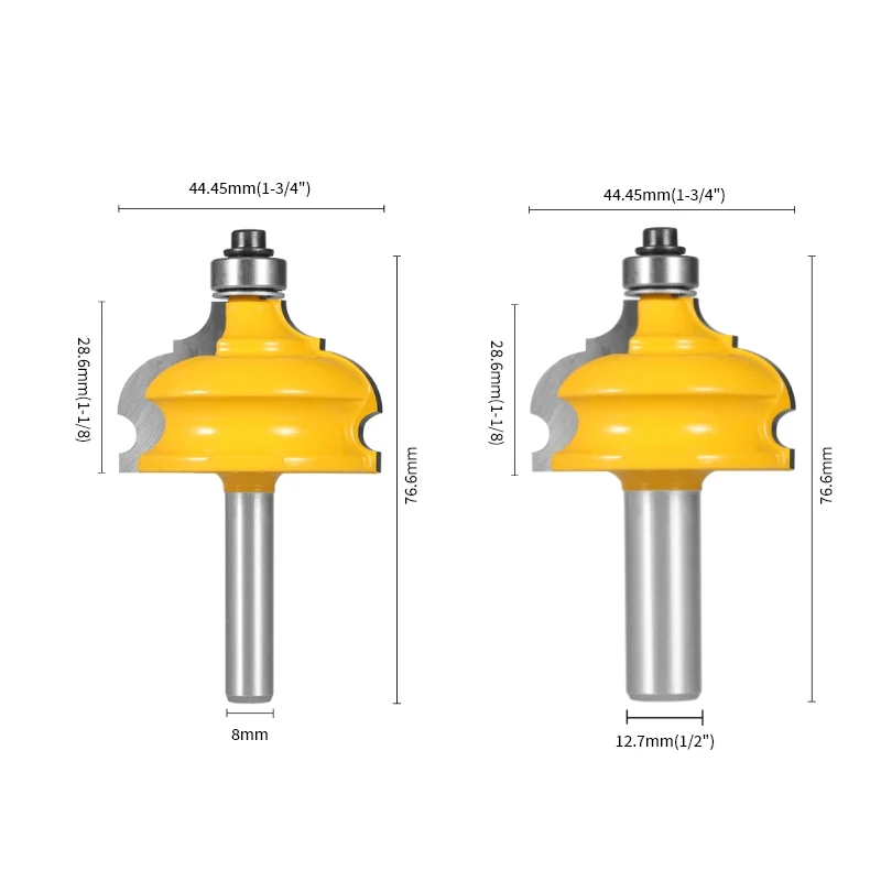 YUSUN-French Cove Router Bit para Carpintaria, Fresa para Moinho de Madeira, 8mm, 12mm, 12.7mm Shank, Clássico