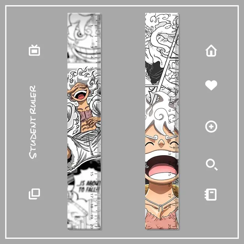 One Piece Gear‑5 Luffy Ruler Stationery 20cm Acrylic Drawing Straight Ruler Creative Tool For Student Daily Study Needs