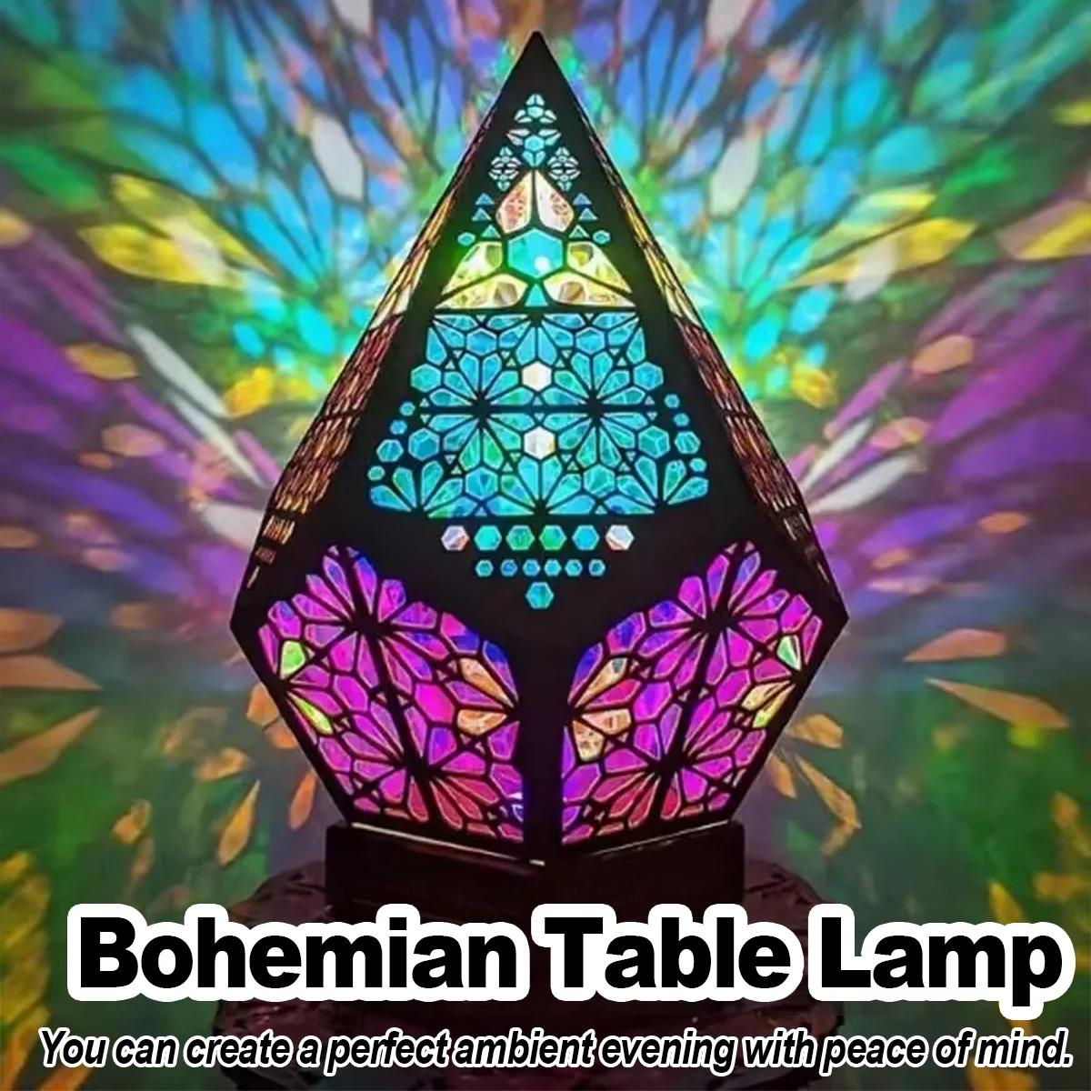 Usb Bohemian Led Projection Table Lamp Light Projector Colorful Desk Night Vintage Decoration Floor Decorative 3D Pattern Modern