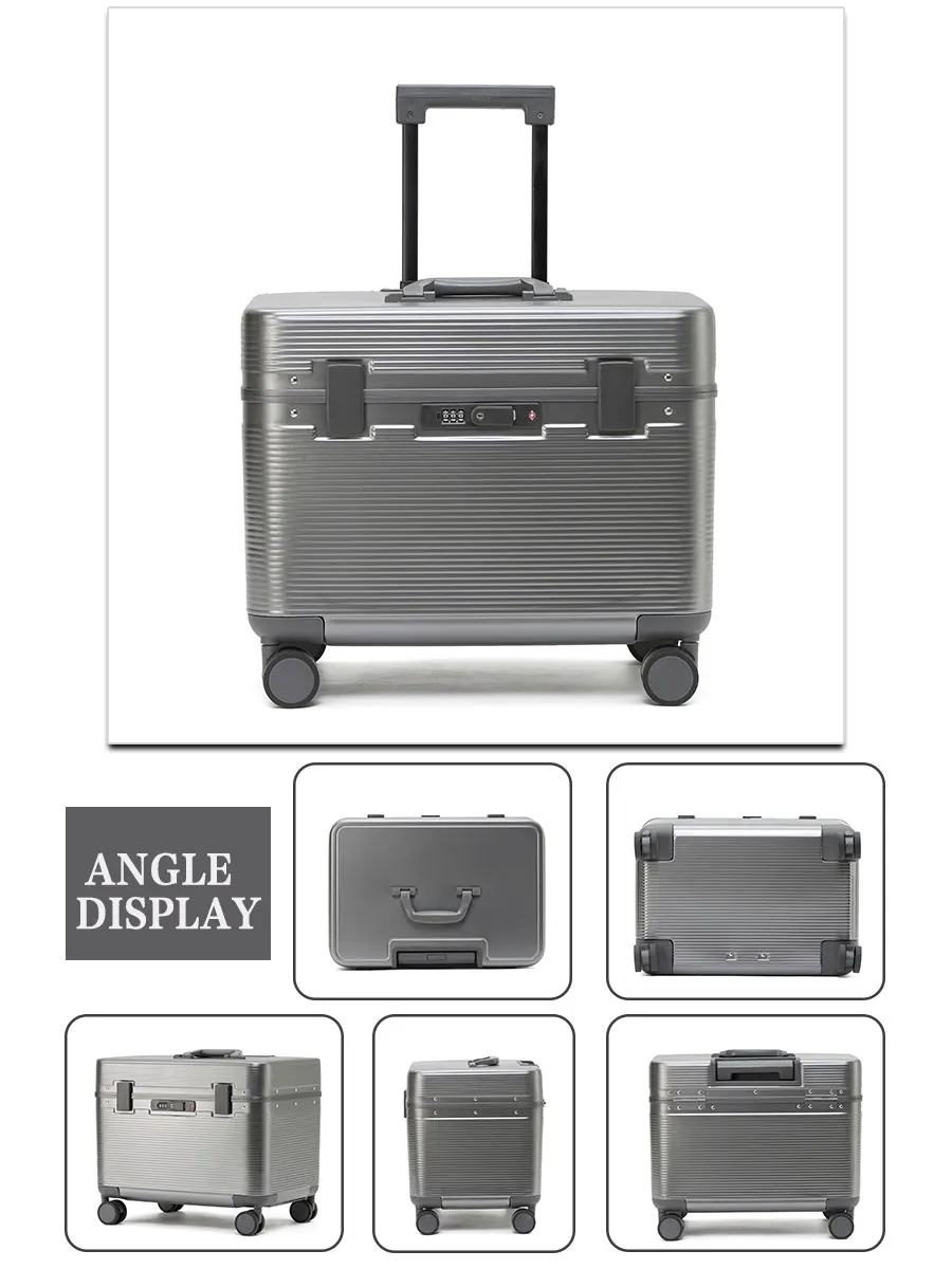 Aluminum Alloy Frame Suitcase Upper Open-Cover Storage Luggage PC Material Customs Password Lock Universal Wheel Boarding Box