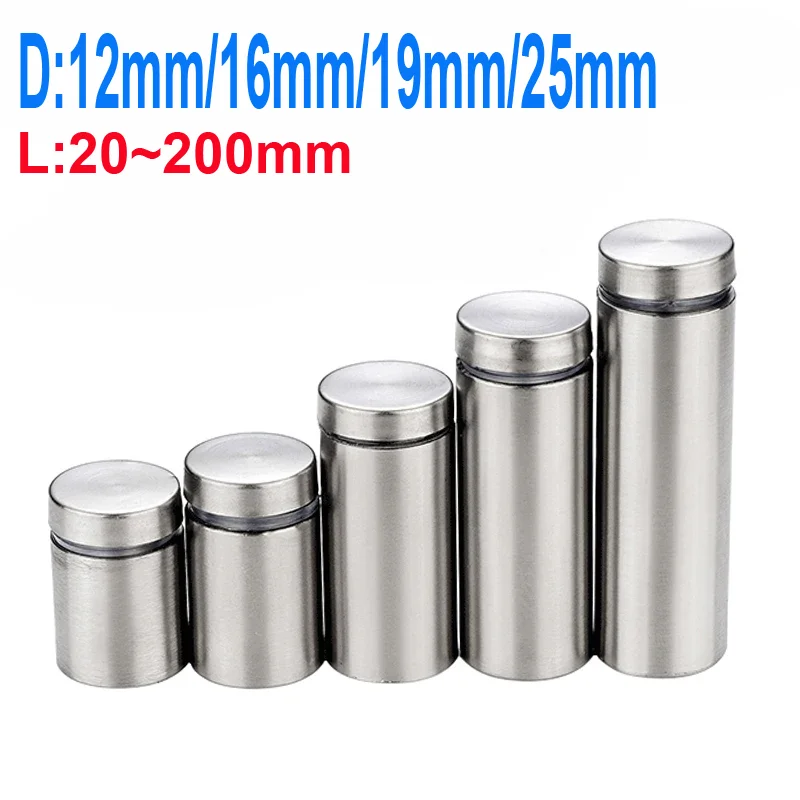 

4/ 6pcs Glass Fasteners 12mm Stainless Steel Acrylic Advertisement Standoffs Pin Nails Billboard Fixing Screws Hardware