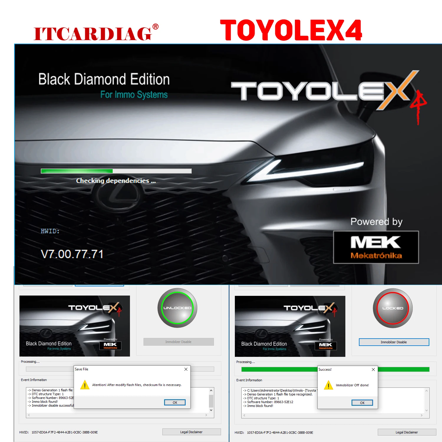 2024 Toyolex4 Toyolex 4 BDE IMMO OFF Software for Toyota Lexus and Hino N04 ECU SUPPORTS GENERATION 1/ 2 AND 3 FILES