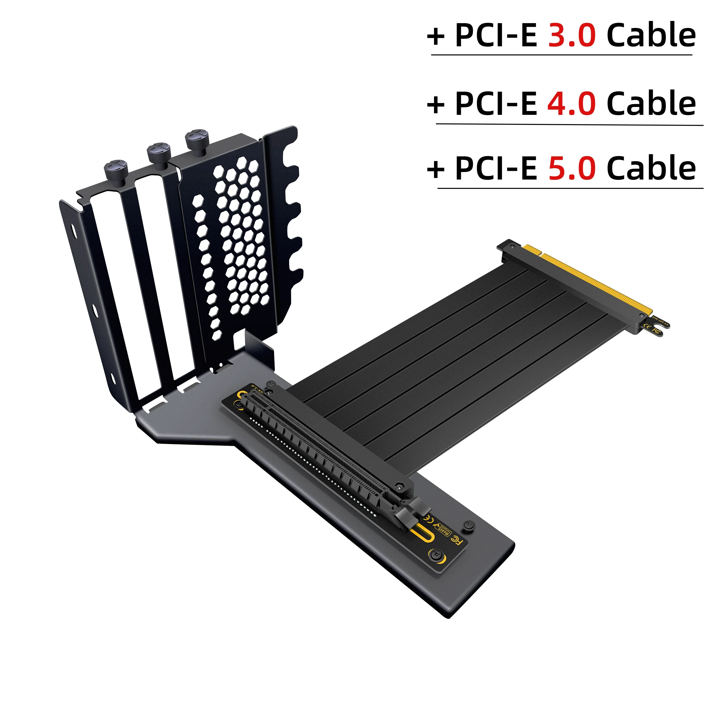 

VGPUKT Vertical GPU Bracket Holder w Ultra PCIe 5.0 4.0 3.0 X16 Gen5/4/3 Riser Cable 7PCI VGA 4090 Video Card PHANTEKS Black GPU