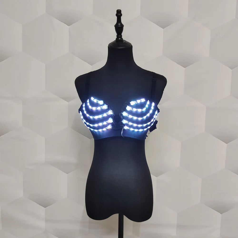 Nightclub sexy LED bra Colorful glitter bra DJ Singer dance show glow-in-the-dark bra Halloween party glow supplies