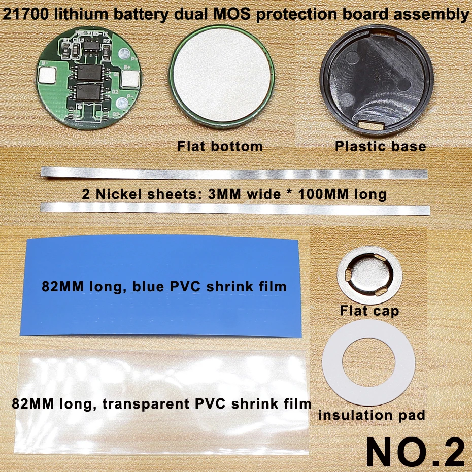 10set / 21700 lithium battery 4.2V 2 MOS protection board assembly 20700 battery 3.7V overcharge discharge 4A continuous current