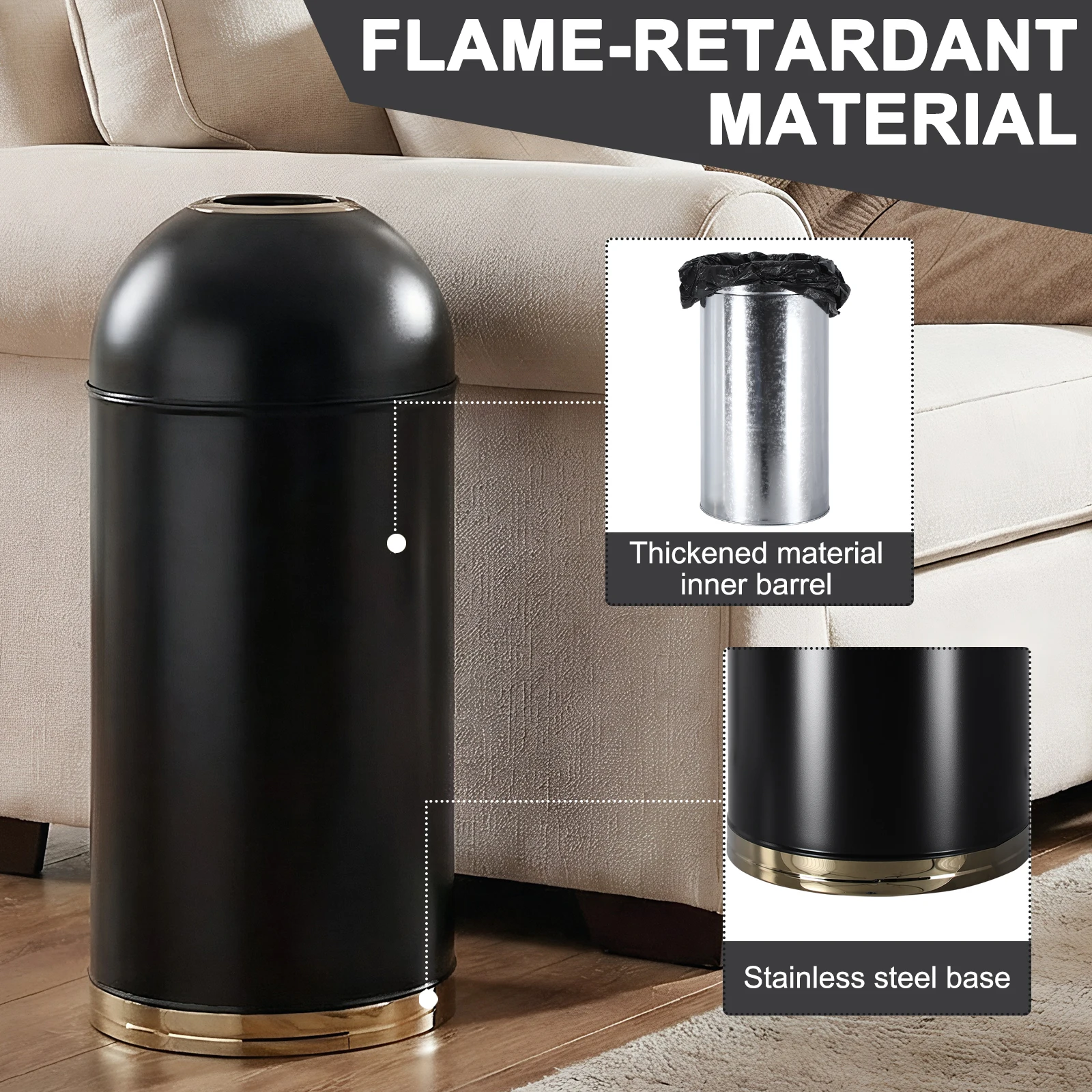 

58L Thickened Double Buckets Trash Can with Removable Inner Bucket Open Top Trash Bin for Home Office Restaurant Commercial Use