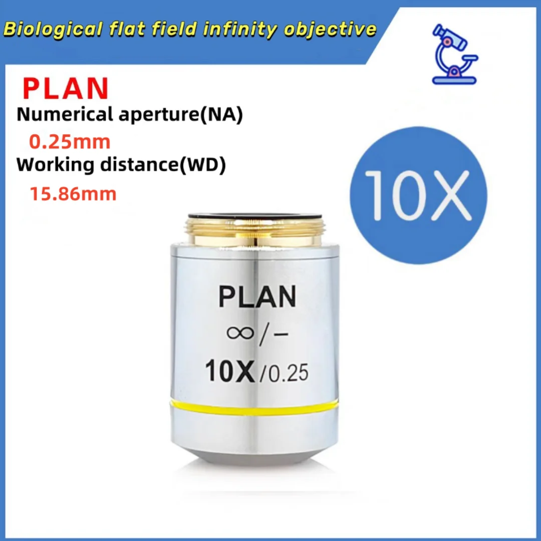 Professional infinity plan objective lens, 195 achromatic objective lens, 10X,  suitable Olympus microscope