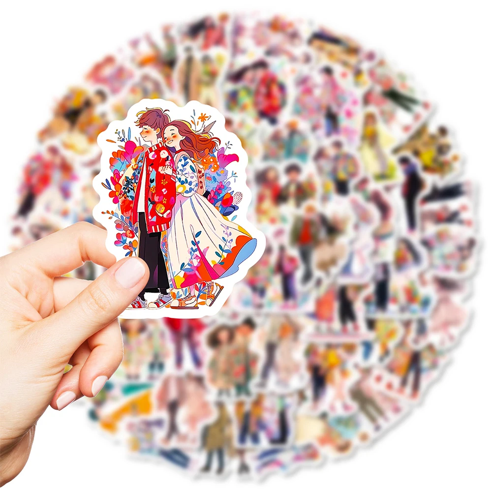 

10/30/56pcs Cute Cartoon Couple Aesthetic Stickers Kawaii Lover Graffiti Decals DIY Skateboard Phone Luggage Decoration Sticker