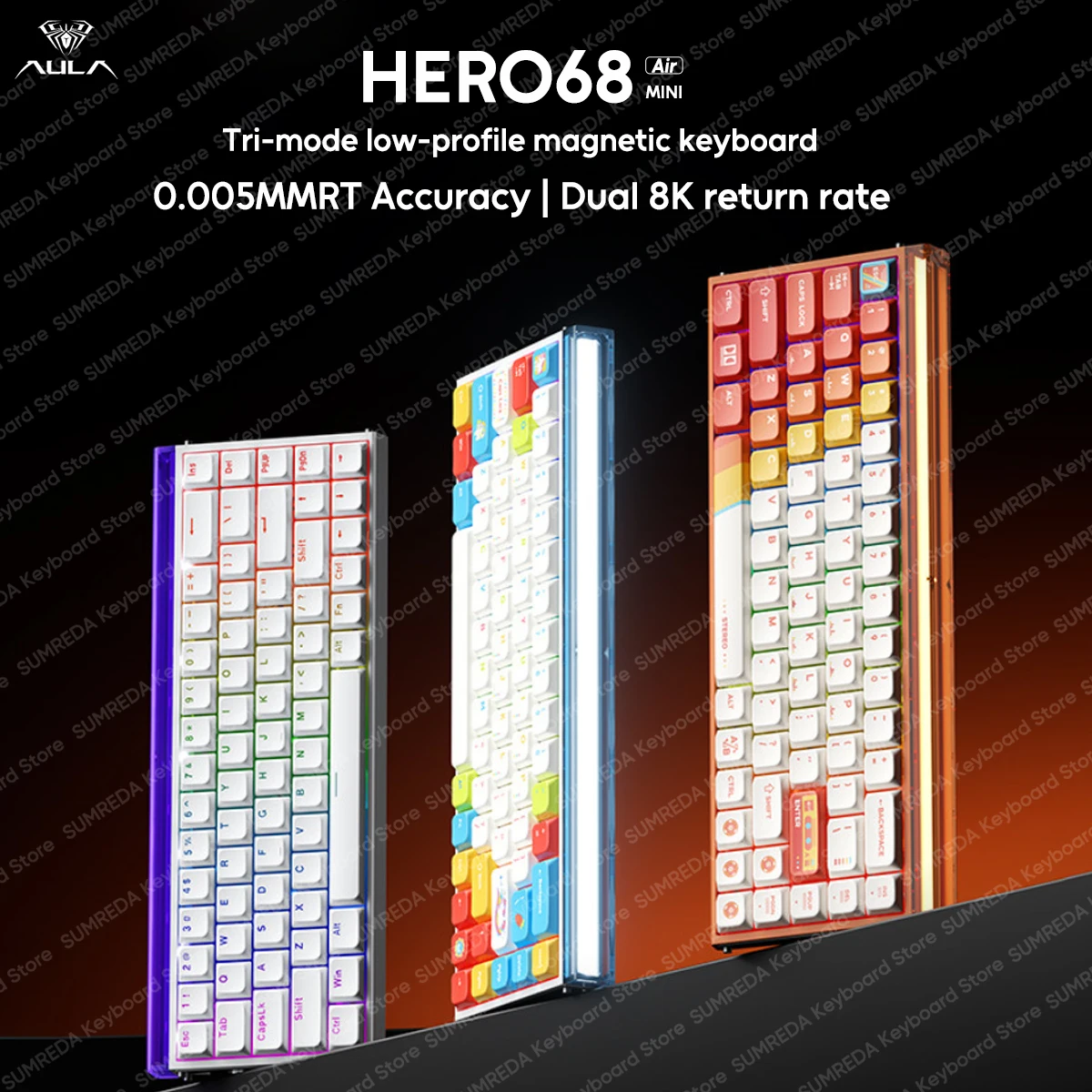 AULA HERO68 MINI AIR Wireless Gaming Magnetic Mechanical Keyboard Low-profile Switch RT0.005mm 8KHz 0.125ms Delay Wired Keyboard