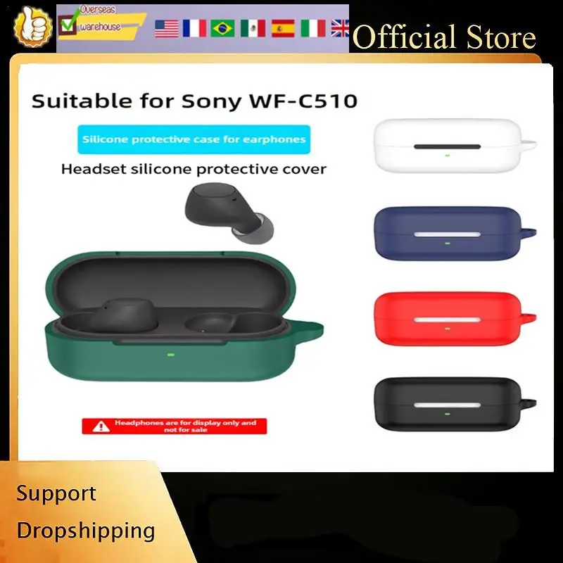Para WF-C510 capa de fone de ouvido capa de silicone para sony WF-C510anti-queda poeira carregamento bin caso de ouvido de silicone caso de fone de ouvido