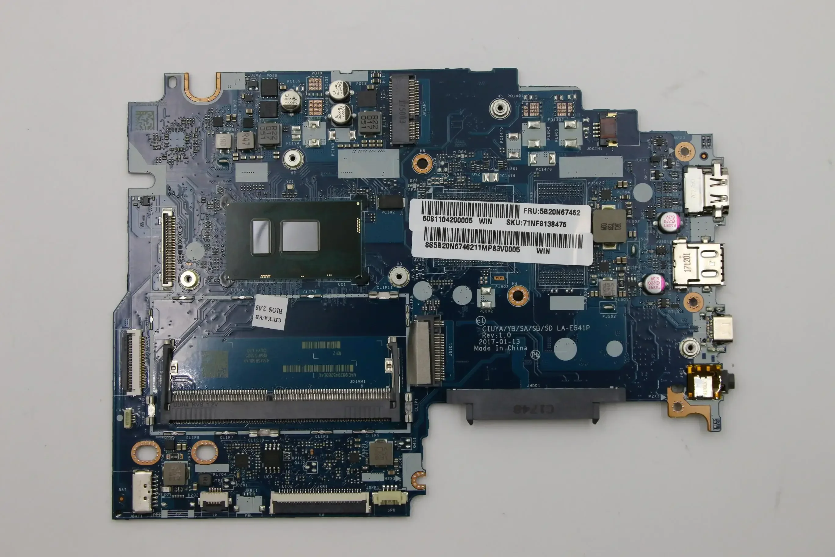 LA-E541P.For Lenovo Yoga 520-14IKB Flex 5-1470 Laptop Motherboard With i3 i5 i7 CPU UMA DDR4 100% test work