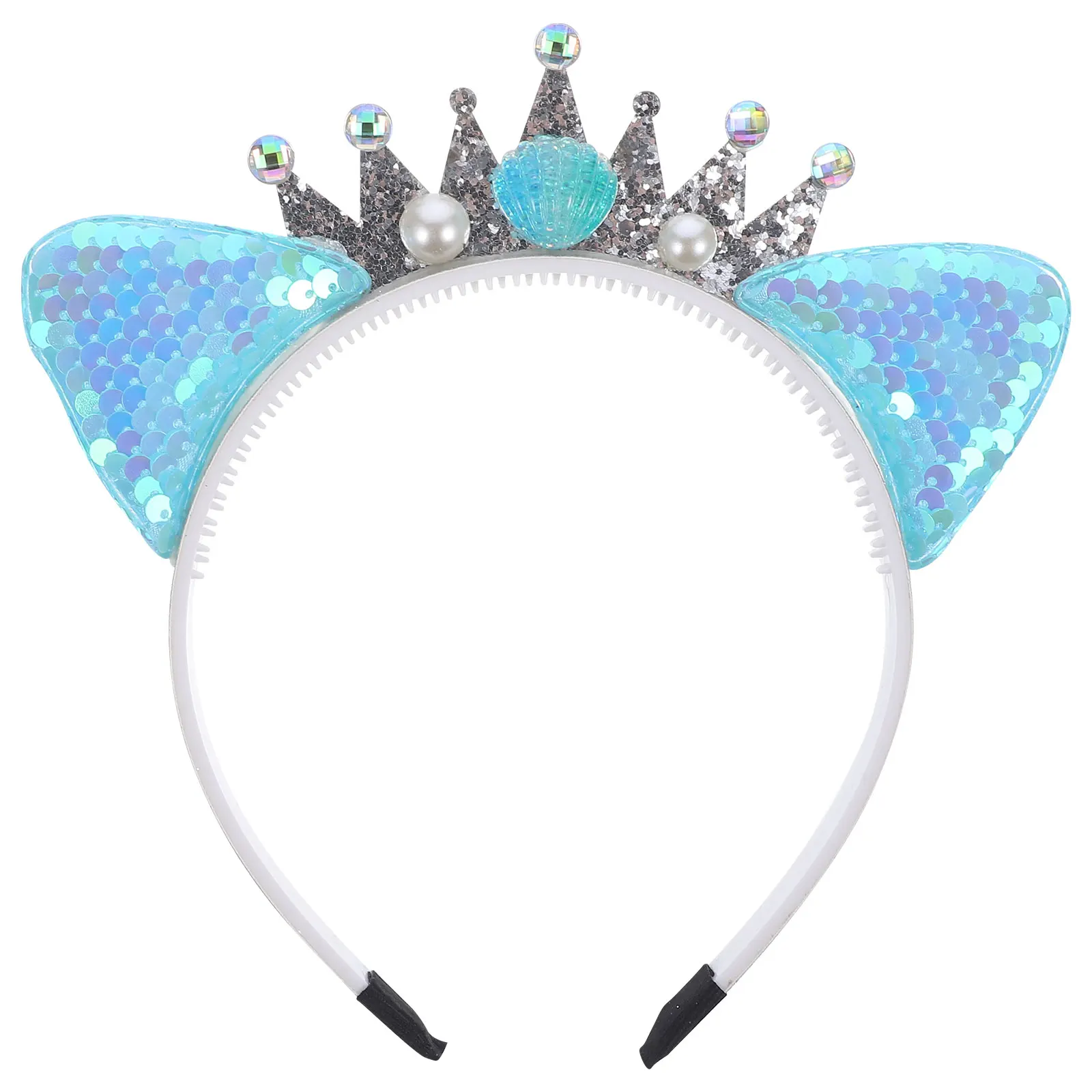 

Sparkly Cat Ears Sequin Crown Girls Headbands Lightweight Comfortable Party Headdress Accessories Hairband Decorations Kids