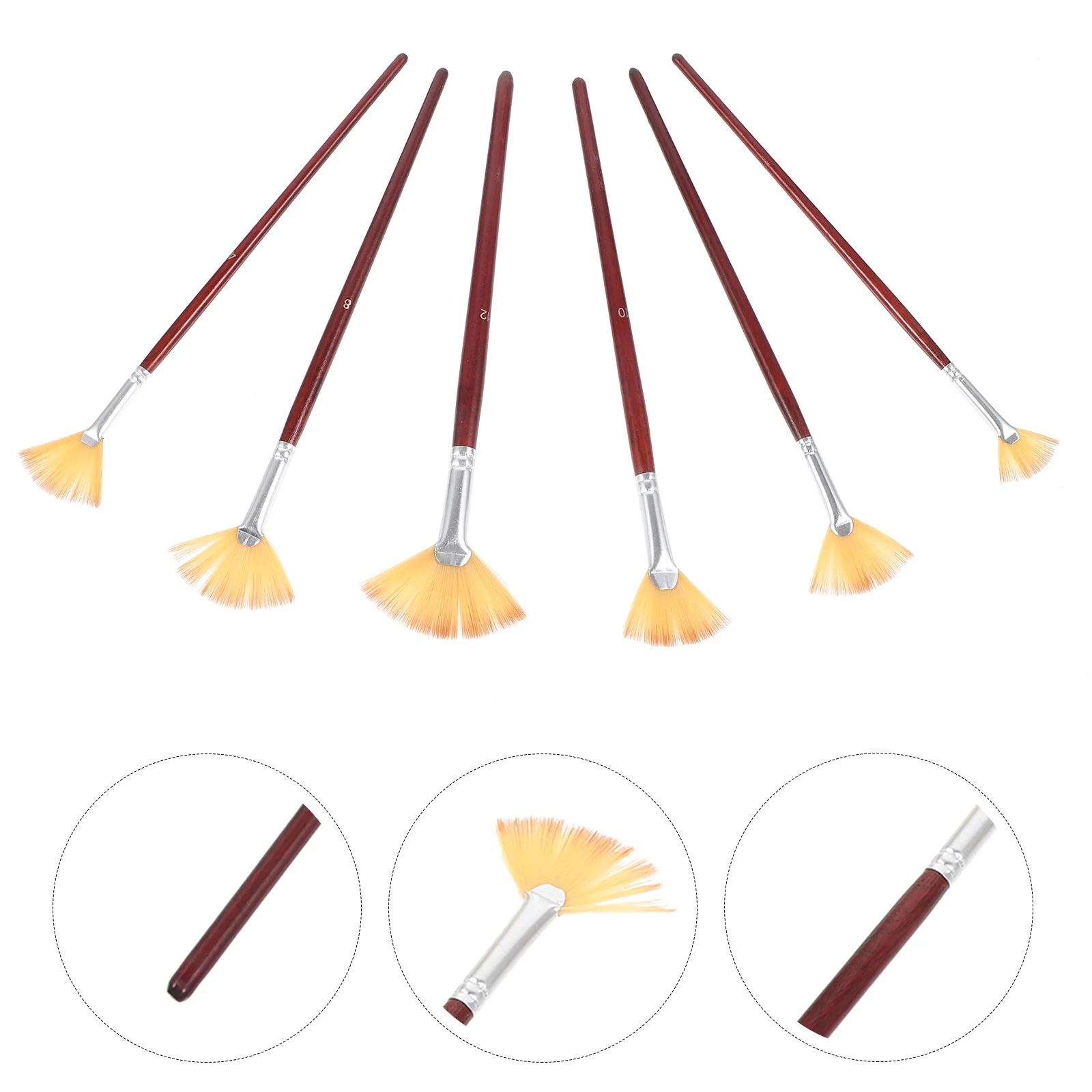 

6 Pcs Multifunction Fan Brush Set Paint Nylon Wood Painting for Home Wear-resistant