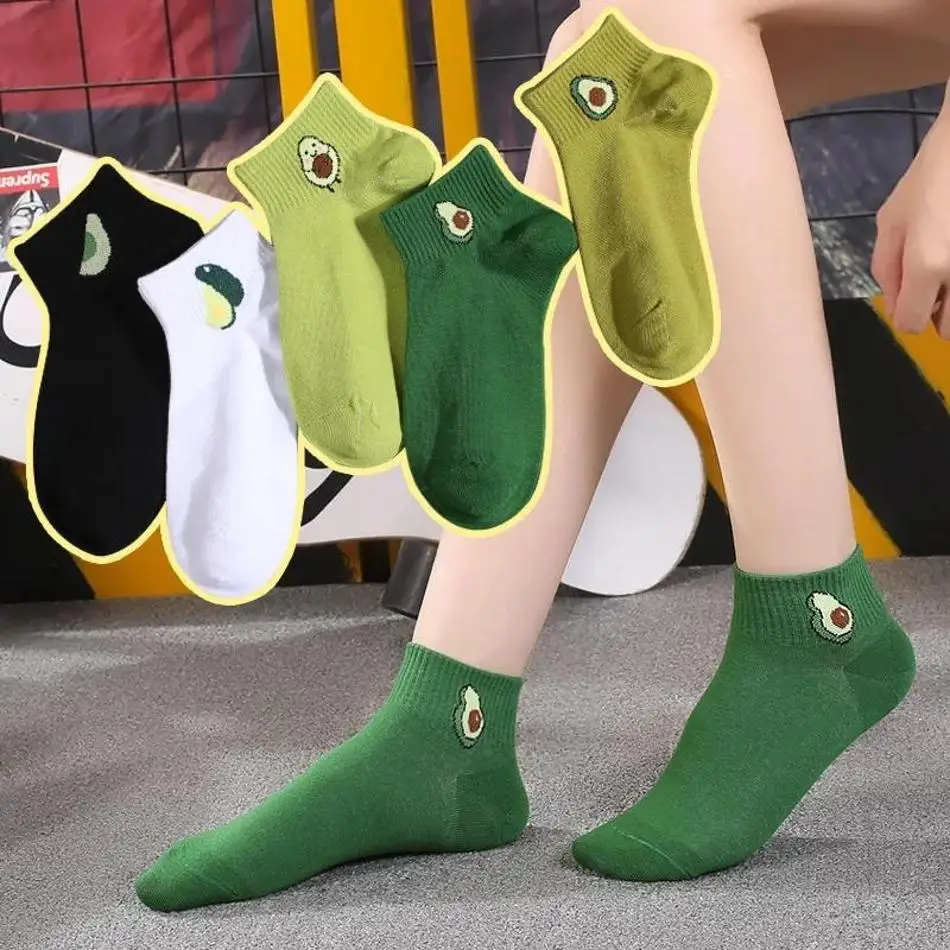 

5 Pair New Cotton Harajuku Cartoon Women's Cotton Socks Hamburger Fries Fruit Funny Socks