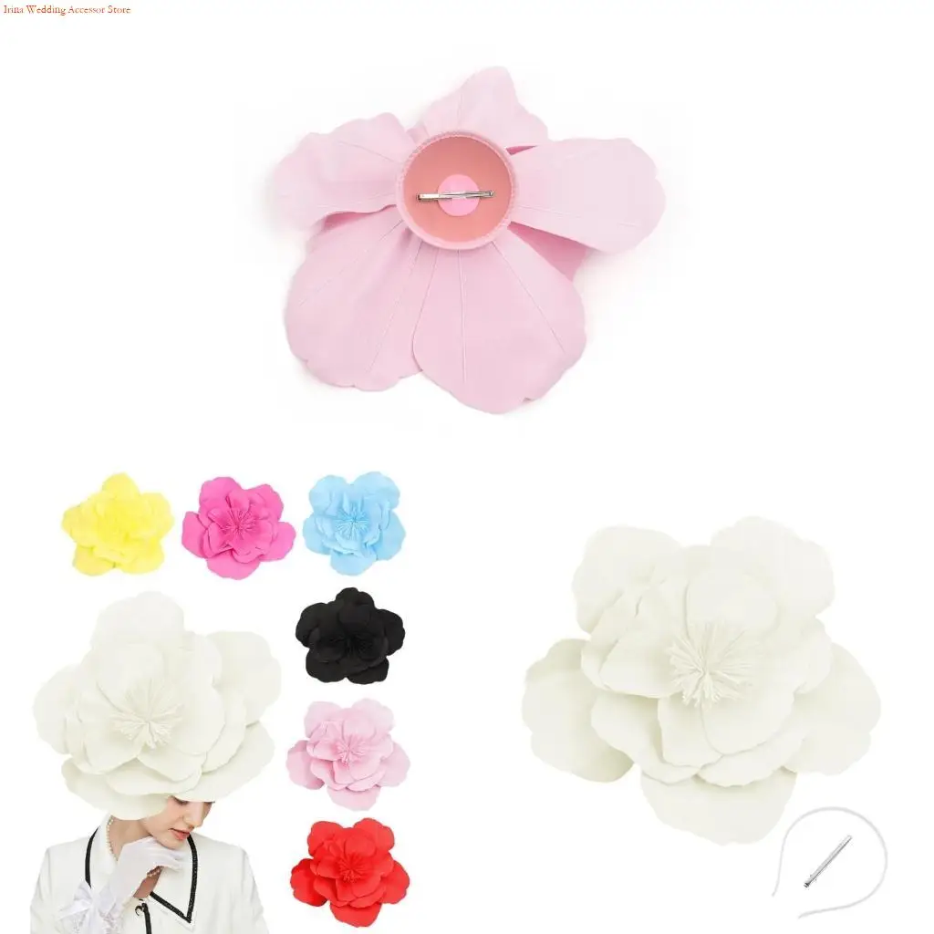 G92D Flower Fascinators with Christmas Flowers Hair Accessories Elegant Photography Props for Wedding Parties and Event