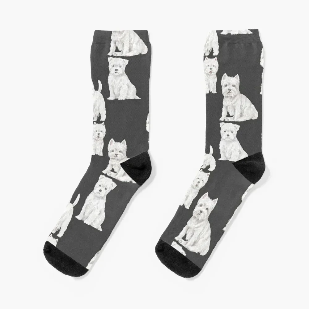 

West Highland White Terrier Dog sticker sheet Socks with print essential Woman Socks Men's