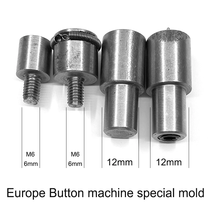 Máquina de botones europea, molde especial (12mm + M6), moldes a presión de 8/10/12, 5/15mm, troqueles de remache, herramientas de instalación de