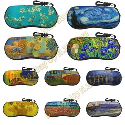 Van Gogh Horizontal Glasses Case Almond Tree Floral Art Trend Daily Sunglasses Pouch Male Female Zipper Eyewear Storage