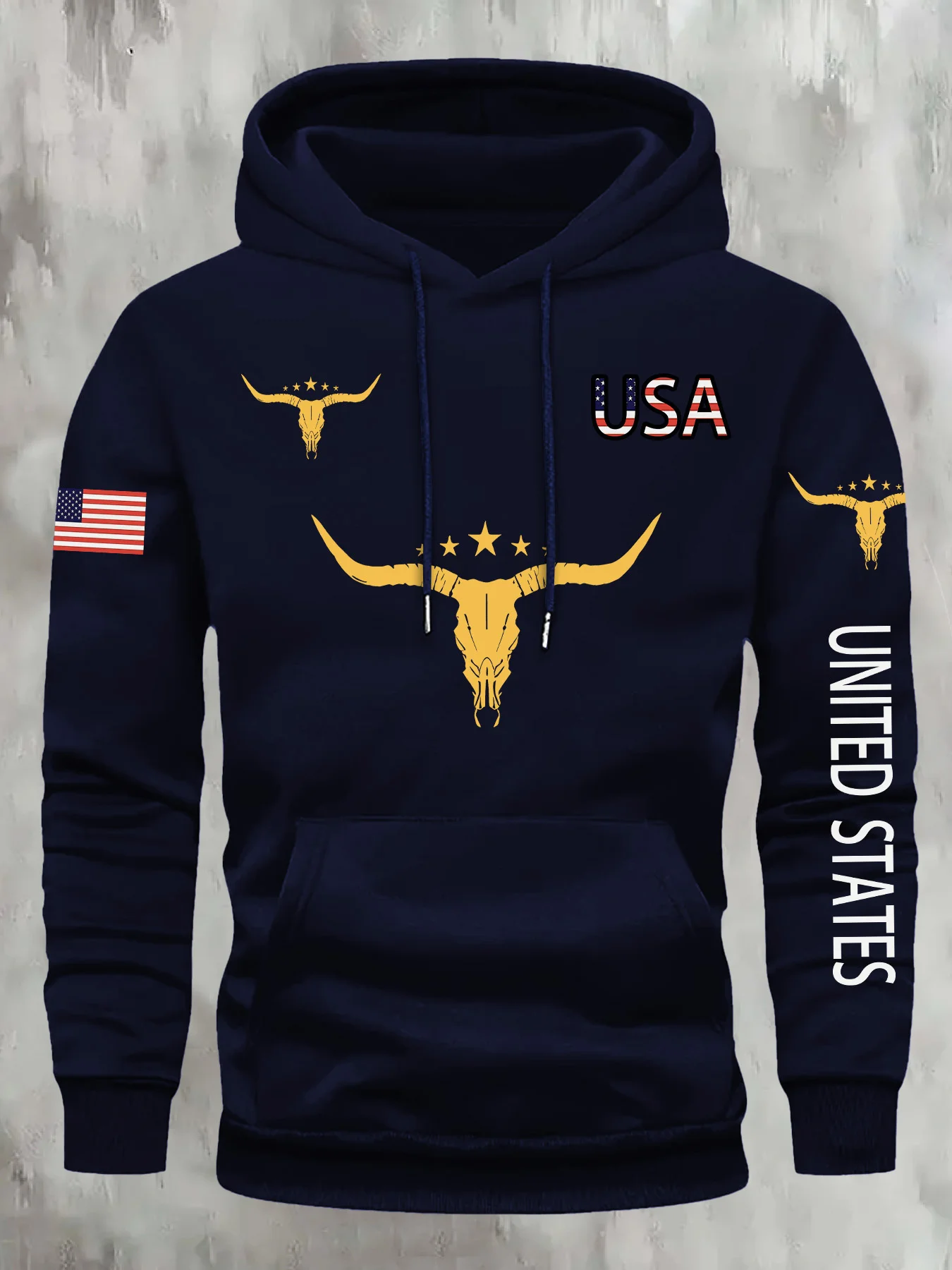 Halloween New Arrival Autumn/Winter Trendy European and American Flag USA English Creative Print Unisex Retro Couple Hoodie