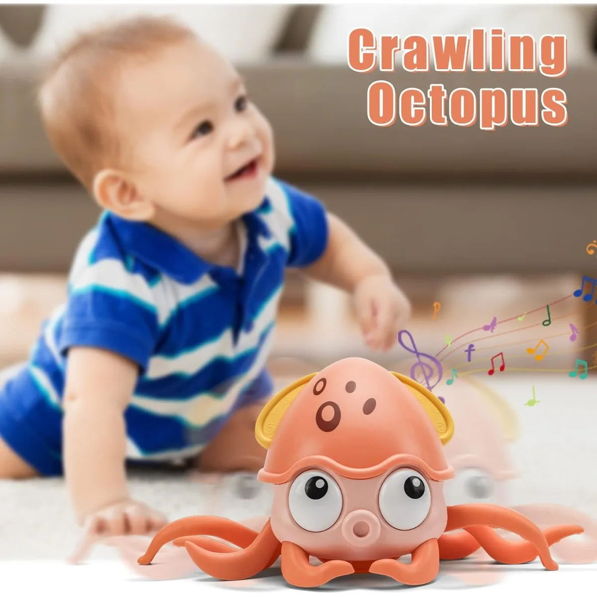 Growinlove Baby Muzikaal Octopus Speelgoed Kruipen Speelgoed, Interactieve Dansende Octopus Met Muziek, Led Licht Op En Automatisch Vermijden