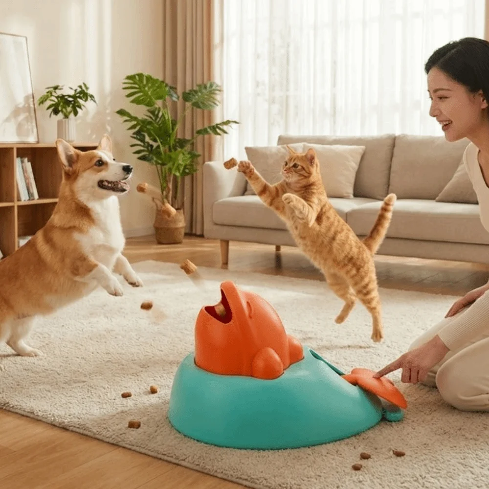 

Whale Shape Pet Treat Dispenser Toys Press Type Dog Food Puzzle Toy Anti-slip Base Slow Feeder Mental Stimulation