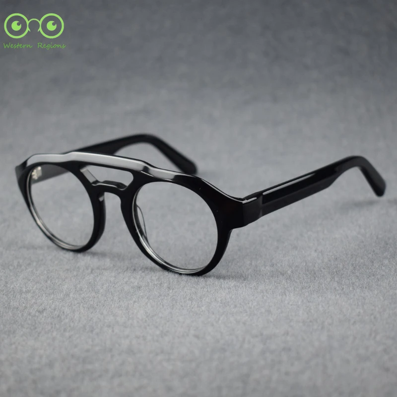 

Double beam acetic acid glasses frame oval delicate big face versatile men and women glasses frame can be matched with myopia