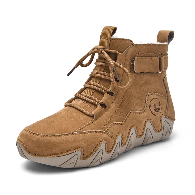 

Luxury Brand Retro Womens Boots Casual Leather High Top Ankle Boots for Women Unique Stitching Lace Up Walking Shoes for Women