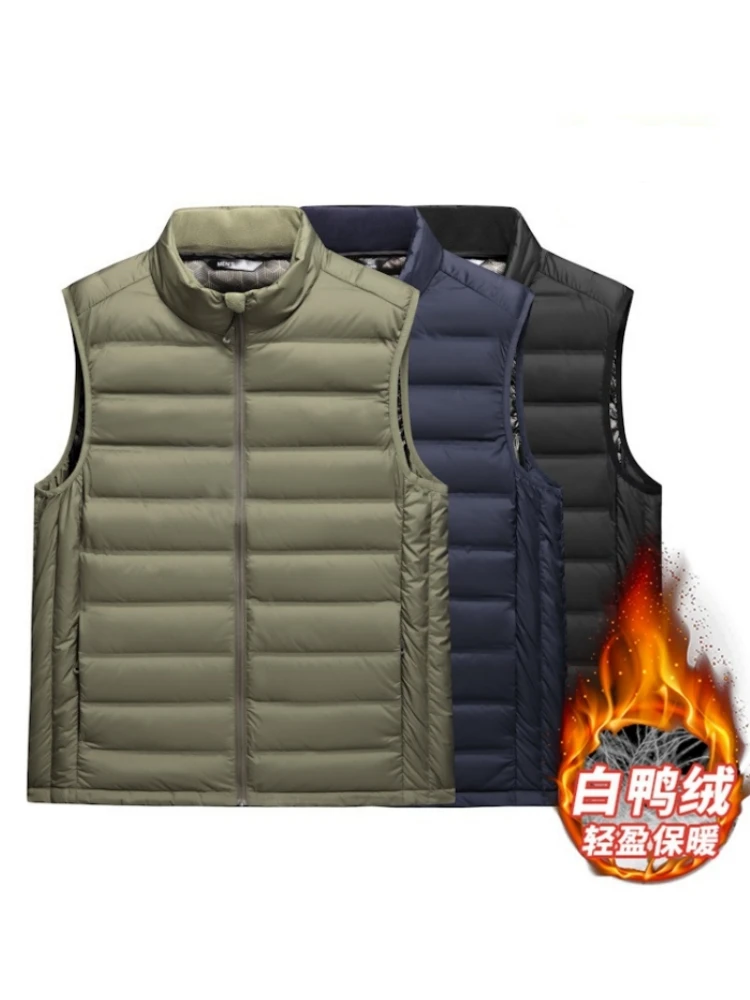 90% White Duck Down Men\'s Winter Vest Sleeveless Puffer Jacket Graphene Liner Stand Collar Warm Down Gilet Coats Big Size 8XL