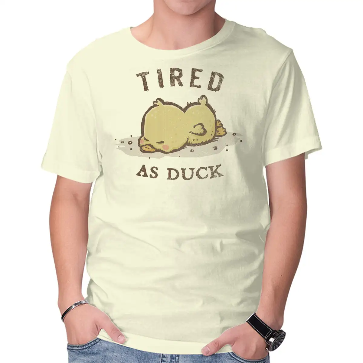 Tired As Duck Anime Graphic T-shirts For Men Clothing Women Short Sleeve Tees Vintage High Quality 100%Cotton