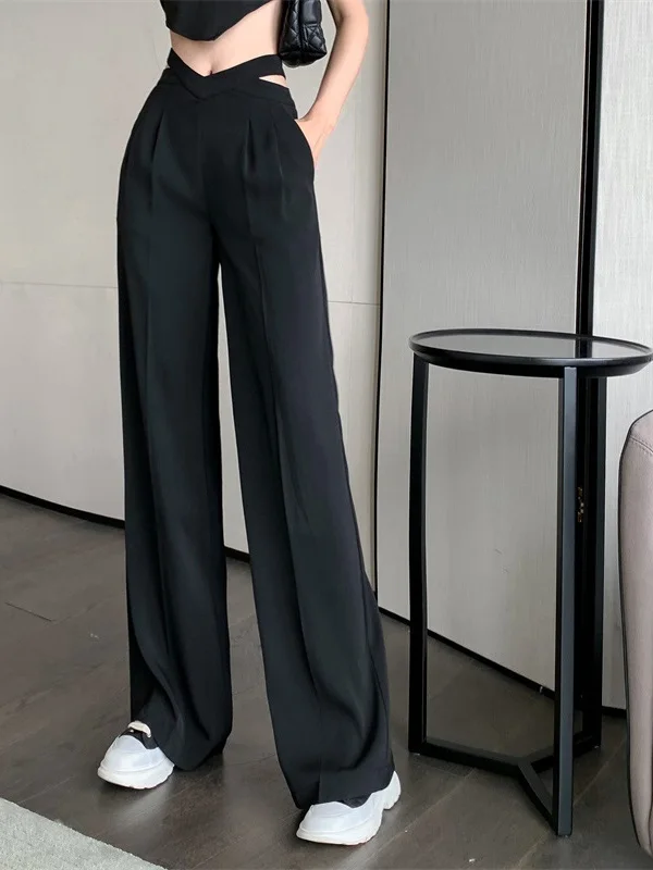 

Casual Thin Floorlength Wideleg Pants Women's Loose Fit Long Trousers Street Sle Spor Casual l Waist Other Material