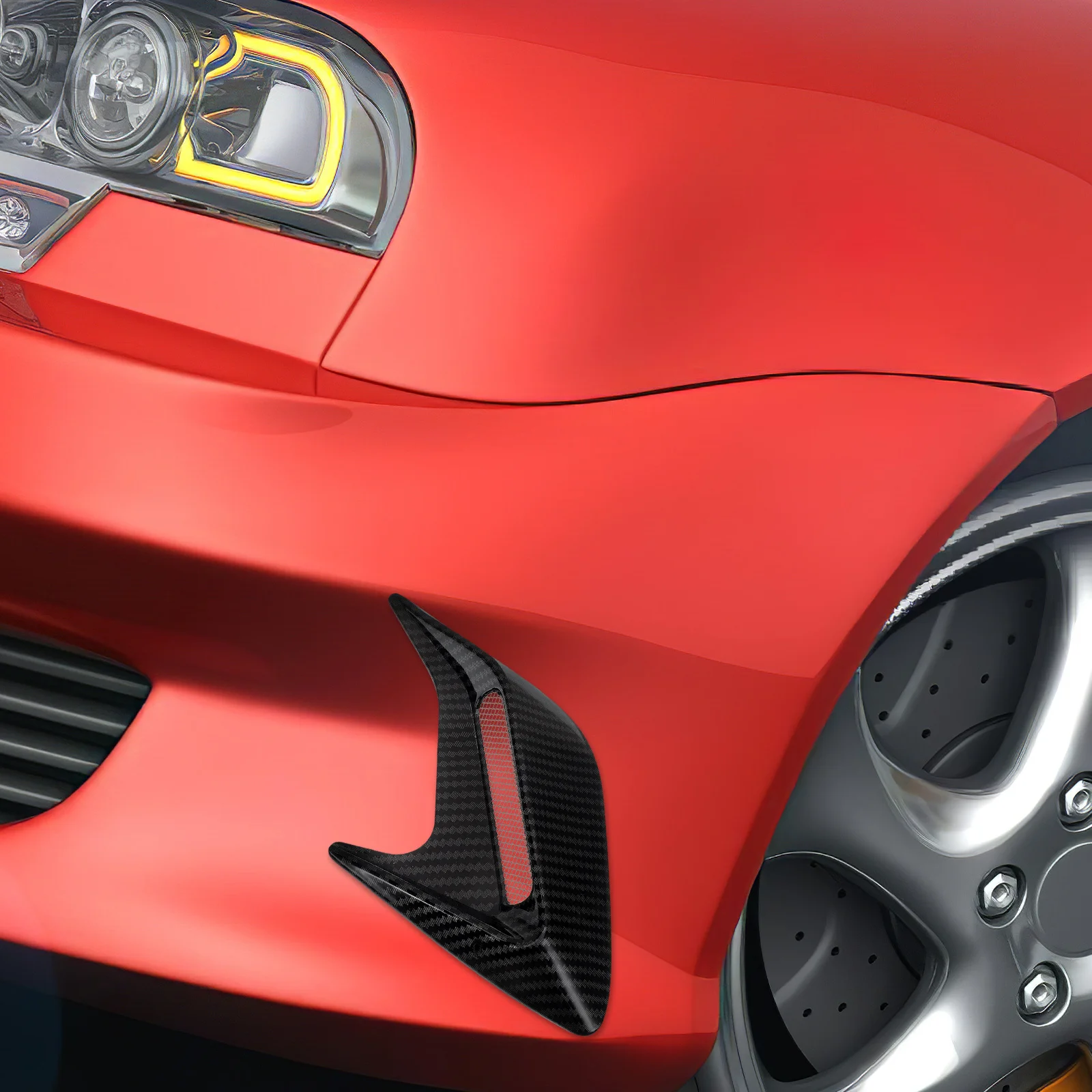 車のシャークリアルなフード装飾、エアベント用、耐久性のあるABSサイドベントトリムカバー、自動車外装アクセサリー