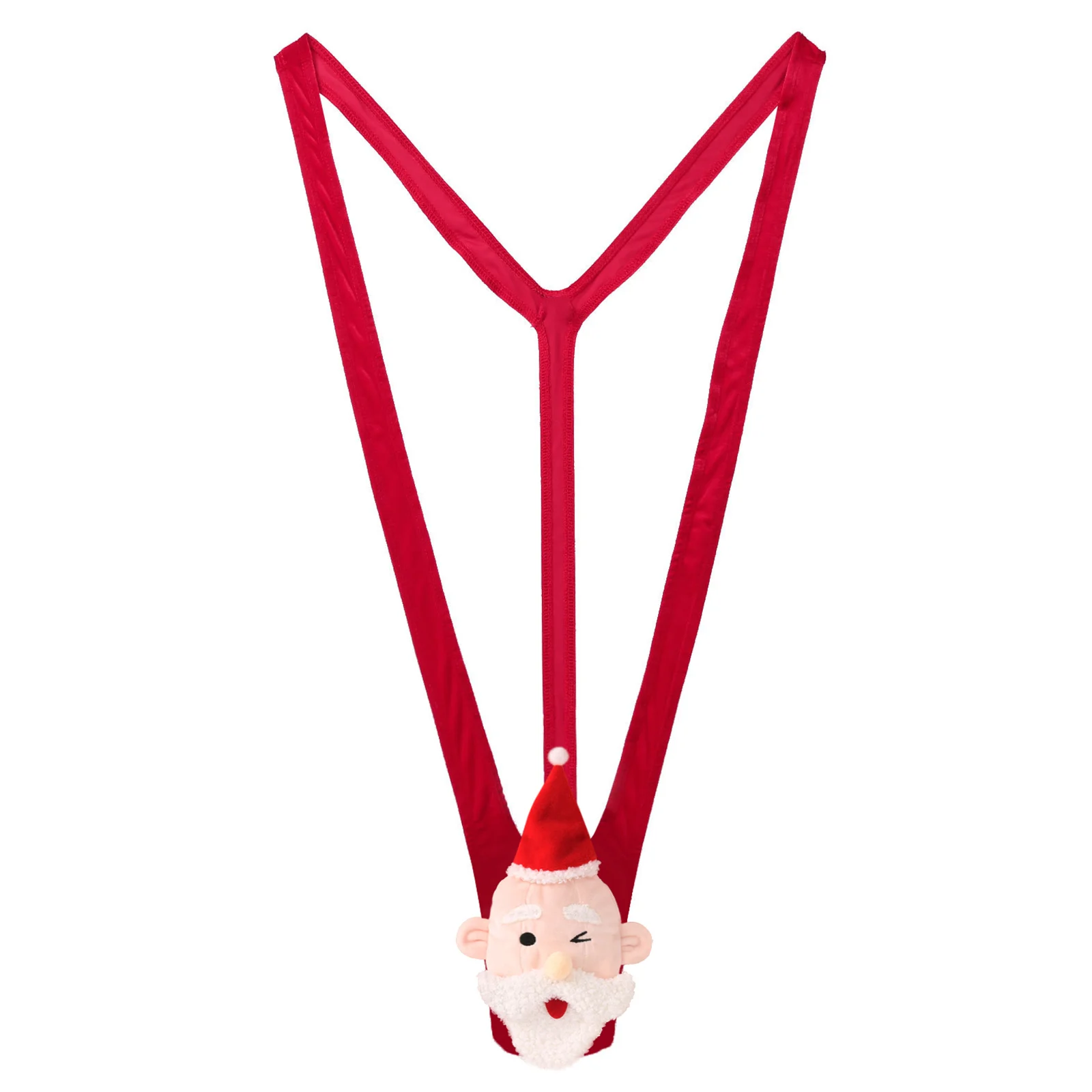 Panties Christmas Santa Mankini Mens One-piece Thong Sexy Underwear Fluff Penis Pouch Bodysuit White Beard