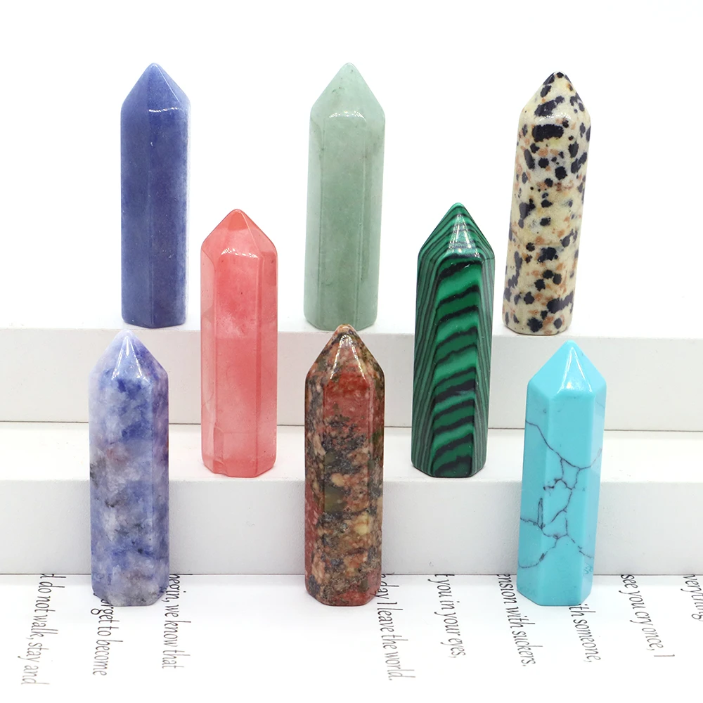 

30 Color Natural Stones and Crystal Point Wand Reiki Healing Quartz Tower Energy Ore Mineral Polished Gem Crafts Home Decoration