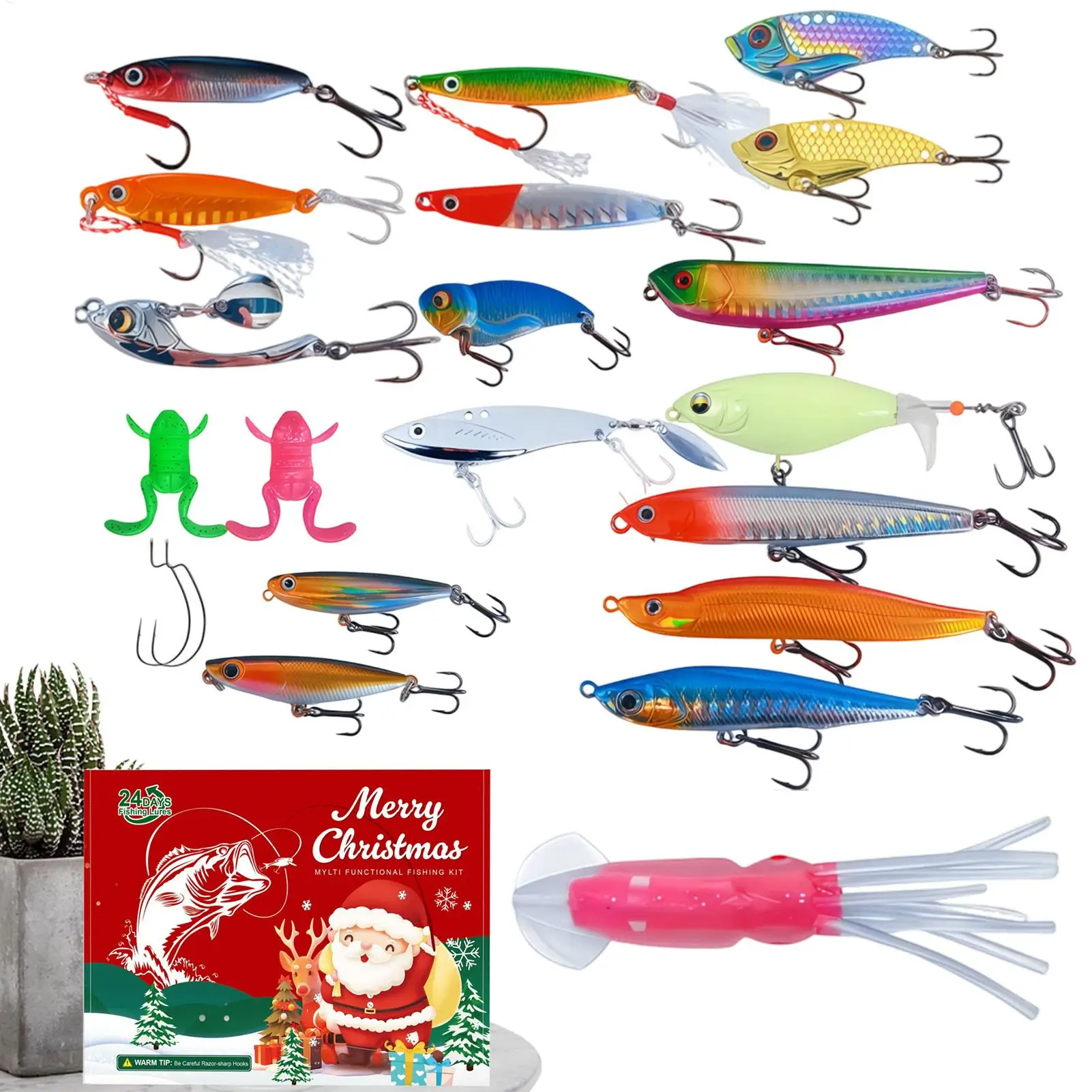 クリスマスカレンダー-アドベント-フィッシングアクセサリー-24日間のアドベント-ルアー-釣り道具カレンダー-クリスマスまでのカウントダウン-男性用